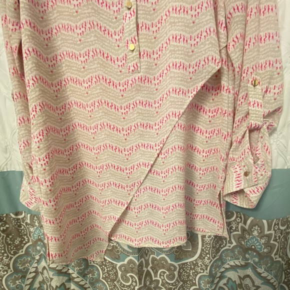 New Directions Chevron Pattern Pink and Cream Shift Dress Feminine Girly - Picture 6 of 7